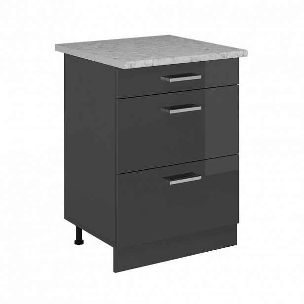 Vicco SPODNÍ SKŘÍŇKA KUCHYŇSKÉ LINKY R-Line Antracitový vysoký lesk 60 cm PD Mramor
