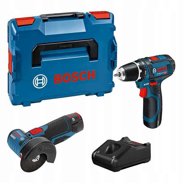 Bosch Professional 12V sada Gsr 12V-15 Gws 12V-76, 2x2Ah, L-boxx