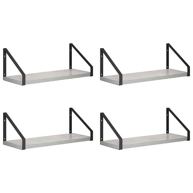 vidaXL Nástěnné poličky 4 ks Betonově šedá 40 x 16 x 15,5 cm