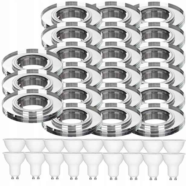 21 x Skleněná Pevná Stropní Lampa Kulatá Objímka Led Žárovky 10W