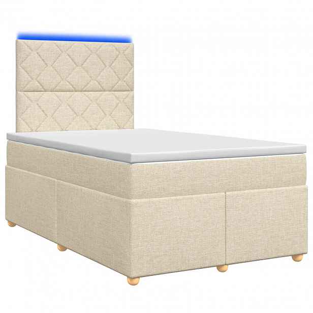 vidaXL Postel boxspring s matrací s čelo Krémová 120 x 200 cm Textil