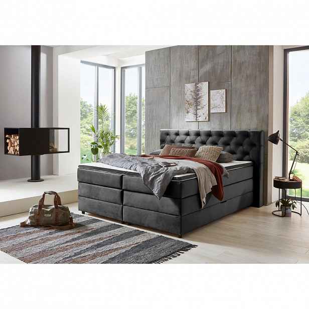 MID.YOU POSTEL BOXSPRING, 160/200 cm, antracitová