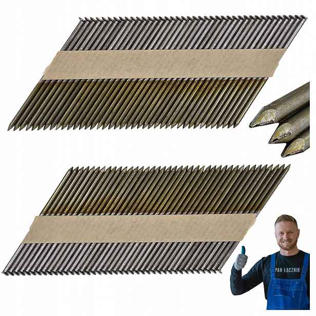 Hřebíky do hřebíkovačky spojené papírem 3,1x90 34° hladké 2000ks