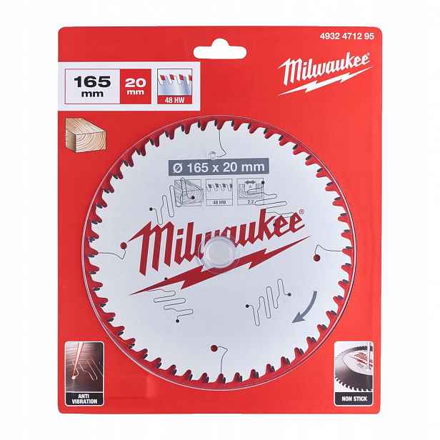 Kotouč na řezání dřeva Milwaukee 4932471295 165x20 mm 48 zubů