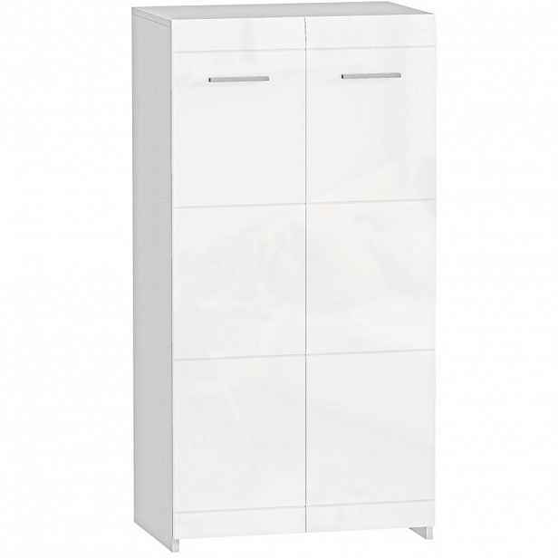 OKWISH BOTNÍK 55/36/108 cm lesklá bílá z dřevotřísky s nastavitelnými policemi