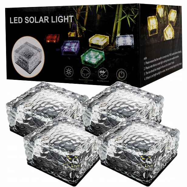 Solární Zahradní Lampa Nájezdová Led 4x Ledová kostka 10x10 Venkovní