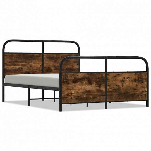 vidaXL Rám postele bez matrace 120x190 cm kouřový dub kompozitní dřevo