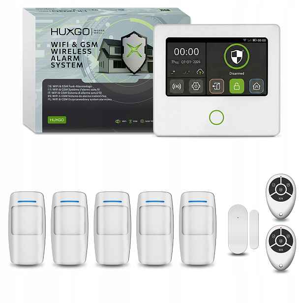 Bezdrátový alarm WiFi Gsm 4G s aplikací Tuya, Huxgo HXA502 4G W