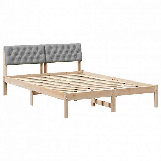 vidaXL Rám postele s čelo Hnědá a světlá šedá 150 x 200 cm