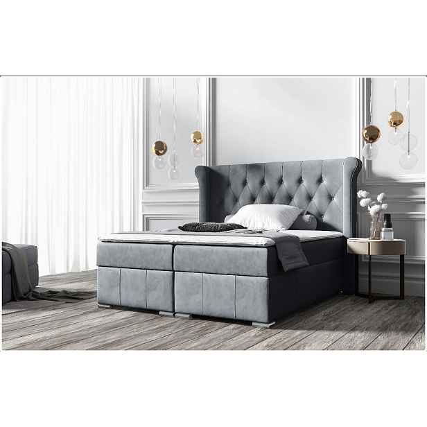 Elegantní čalouněná postel 160x200 MAXIMO - šedá + topper ZDARMA