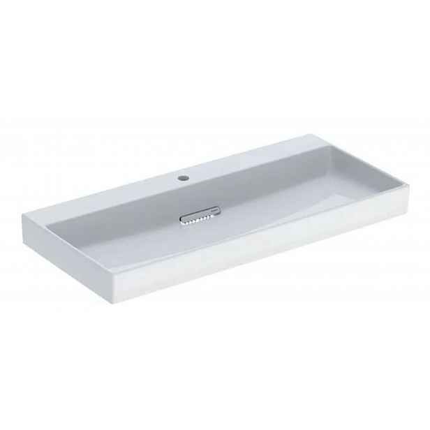 Geberit ONE - Umyvadlo 105x48x14 cm, skrytý přepad, s otvorem pro baterii, vodorovný odtok, KeraTect, bílá 505.046.00.1