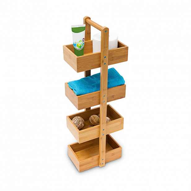 Relaxdays REGÁL Přírodní bambus 4 přihrádky 75 cm