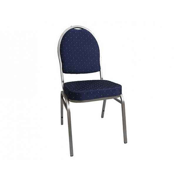 Židle, stohovatelná, látka modrá/šedý rám - Výška: 93 cm