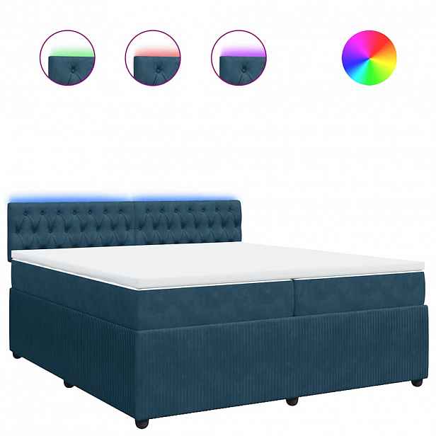 vidaXL Box spring postel s matrací modrá 200 x 200 cm samet
