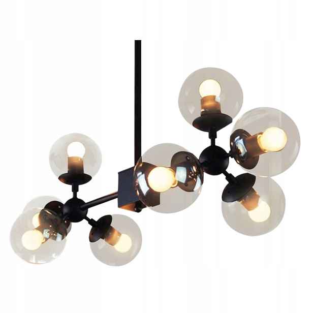 Lustr Do Obývacího Pokoje Černý Velký Stropní Svítidlo 8 Žárovek Loft Bílé Koule E27