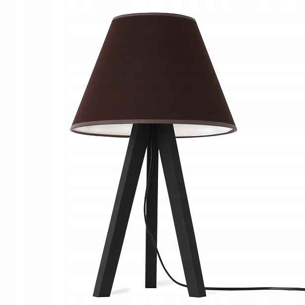 Noční Lampa Stolní Lampa Trojnožka Dřevěná S Stínítkem Hnědá Do Ložnic