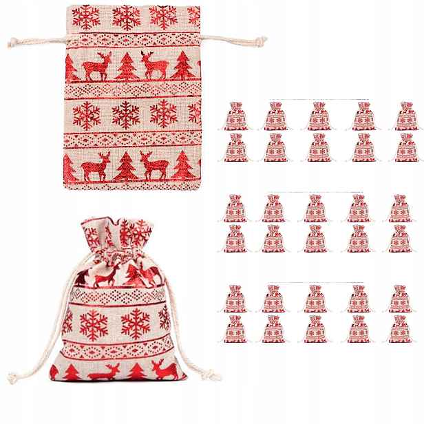 Sáček Sáčky Na Kalendář Adventní Dárky Vánoce Velký Set x30