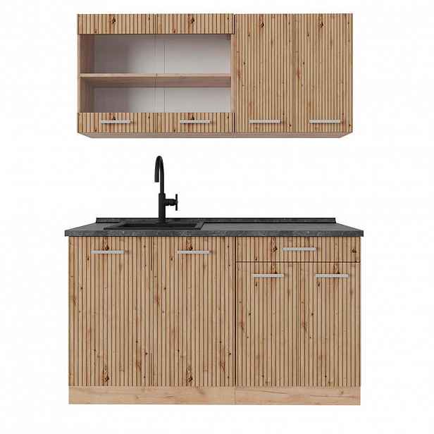 Vicco JEDNOTKOVÁ KUCHYNĚ R-Line Dub Artisan / dub Goldkraft 140 cm , PD Antracit