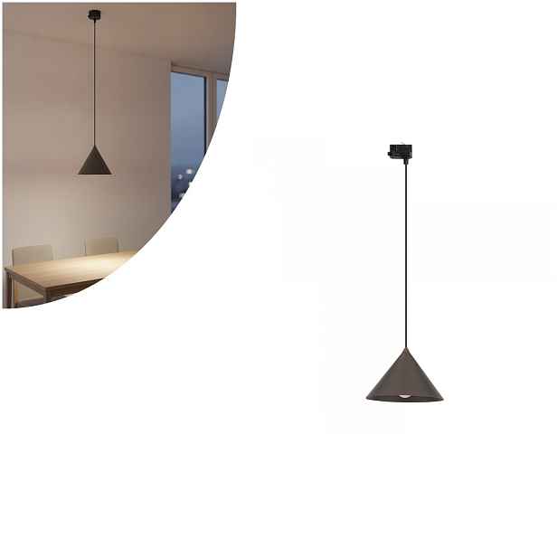 Černá závěsná kolejnicová lampa Tracer Cono industriální nad stůl Tk Lighting
