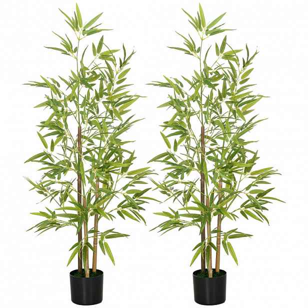HOMCOM UMĚLÉ rostliny, sada 2 ks, umělý bambus, 120 cm