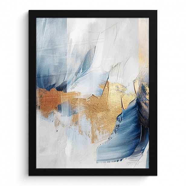 MuchoWow PLAKÁT V RÁMU Zlatá - modrá - akvarel - umění - moderní 30x40 cm