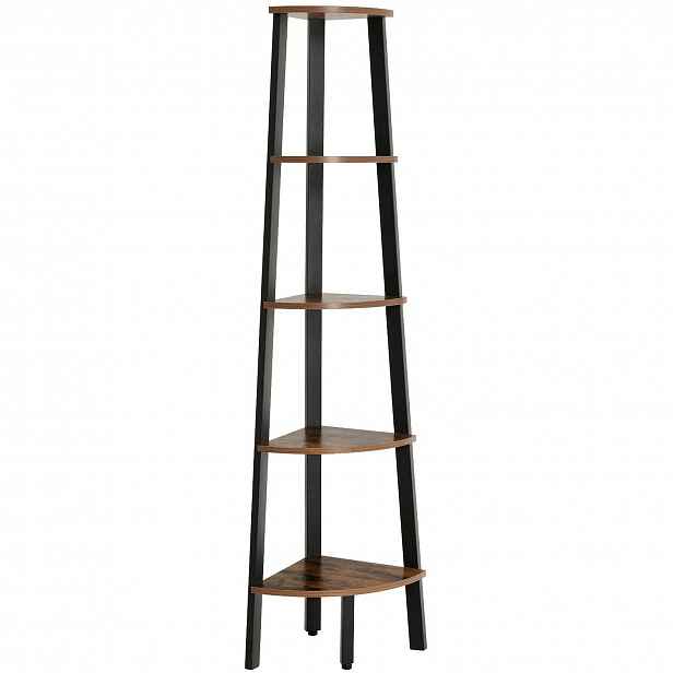 Rohový regál TAYLOR 5 polic 159x34 cm, rustikálně hnědý