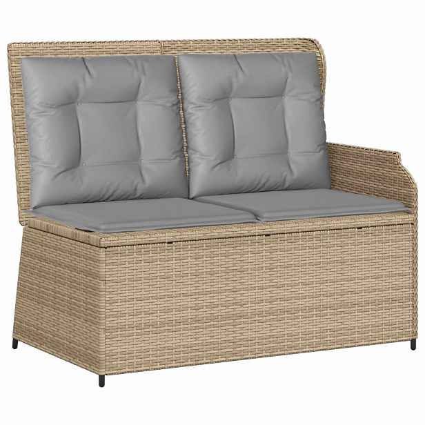 vidaXL Zahradní lavice Beige a šedá polyratan