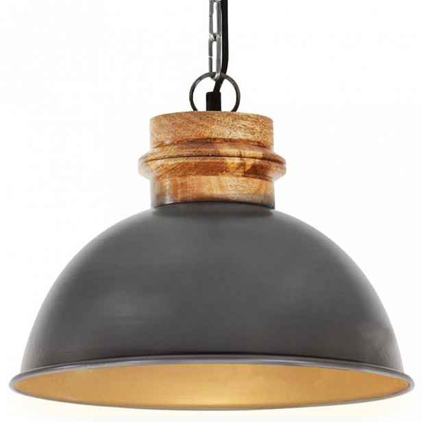 Závěsná lampa šedá / mangovníkové dřevo Dekorhome 32 cm