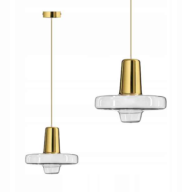 Závěsné Stropní Svítidlo Skleněná, Kovová, Gold Led