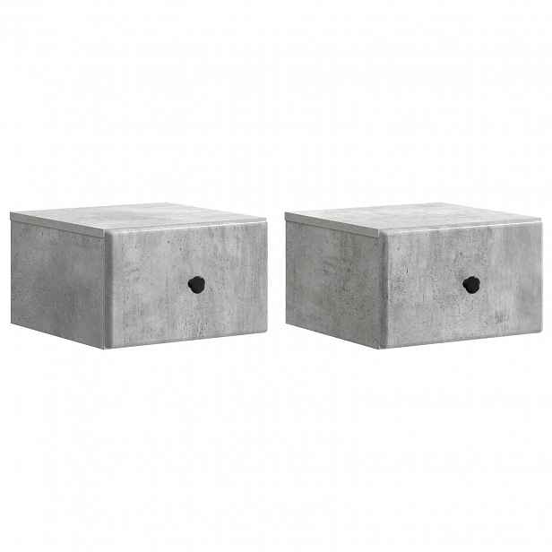 vidaXL Nástěnný noční stolek 2 ks Betonově šedá 34,5 x 33 x 20 cm