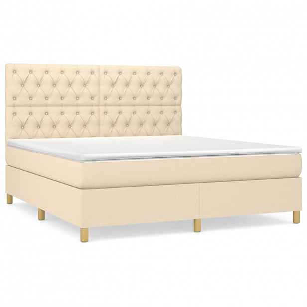vidaXL Box spring postel s matrací krémová 160x200 cm textil