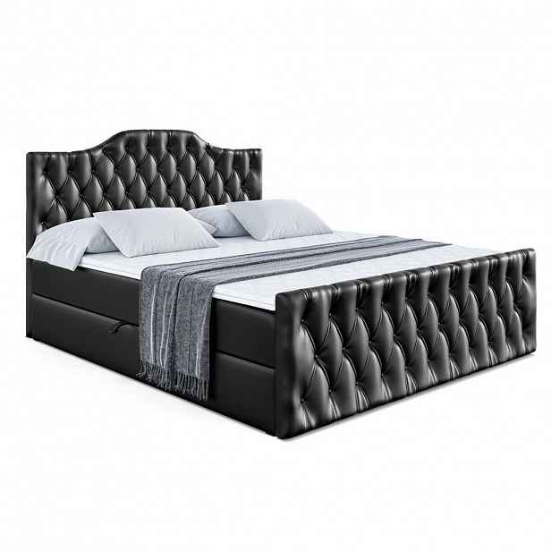 ALTDECOR AMERICKÁ postel VILA-1-Z – 200 x 200 cm – H4 – vysoce lesklá černá
