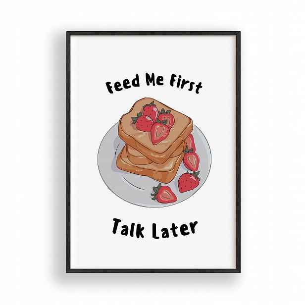Obraz Jahody Feed Me First Plakát Rámeček Dřevěný Černý 30x42 cm