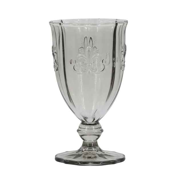 Šedá sklenice na víno Saint-Émilion s dekorem – Ø 9*16 cm / 350ml Chic Antique