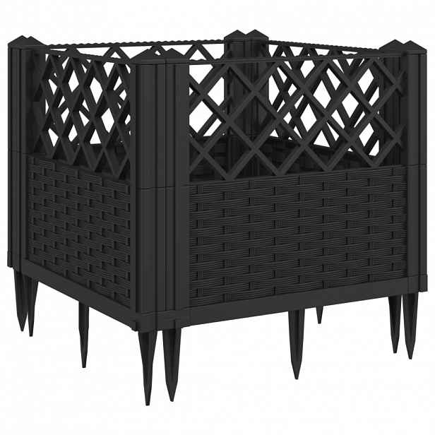 vidaXL Zahradní truhlík s kolíky černý 43,5 x 43,5 x 43,5 cm PP