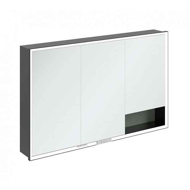 Villeroy & Boch My View+ - Zrcadlová skříňka s LED osvětlením 120x75x17 cm, 3 dvířka, Soft Green/matná černá B48212AF