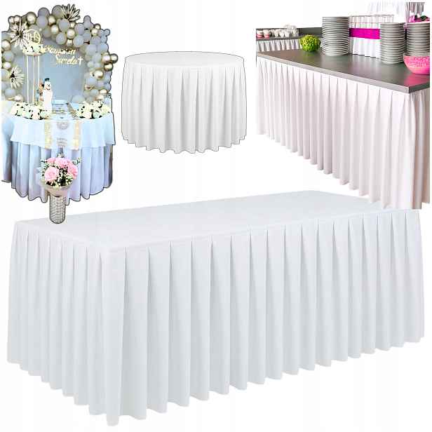 Skirting Falbana stolu Bílá 300gsm Premium 565 cm Silný banketový ubrus