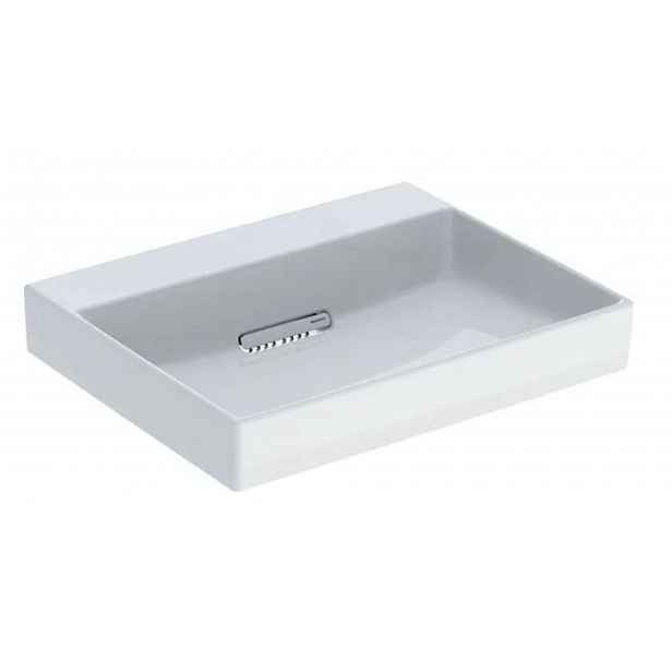 Geberit ONE - Umyvadlo 60x48x14 cm, skrytý přepad, bez otvoru pro baterii, vodorovný odtok, KeraTect, bílá 505.033.00.1