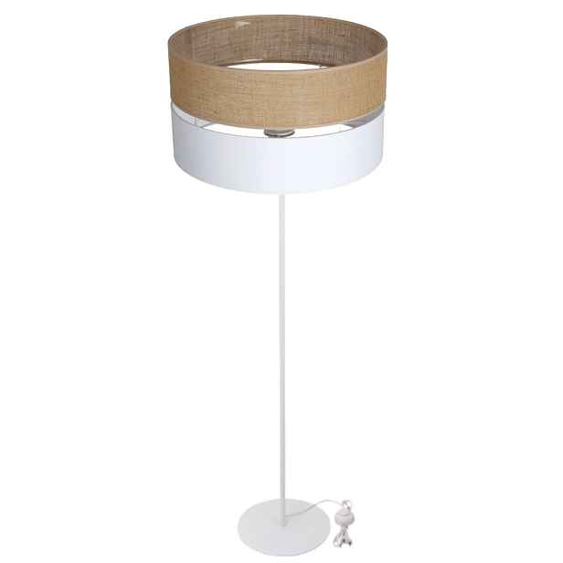 Stojací Lampa S Jutovým Stínidlem, Bílá, 40 CM