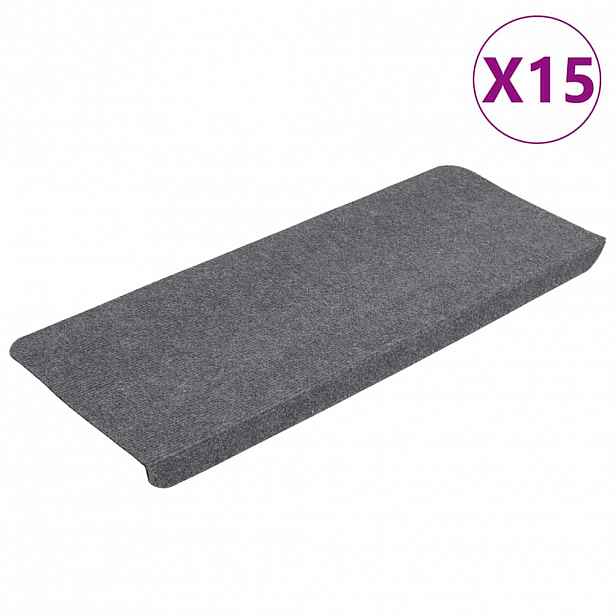 vidaXL Samolepicí nášlapy na schody 15 ks 65x24,5x3,5 cm šedé
