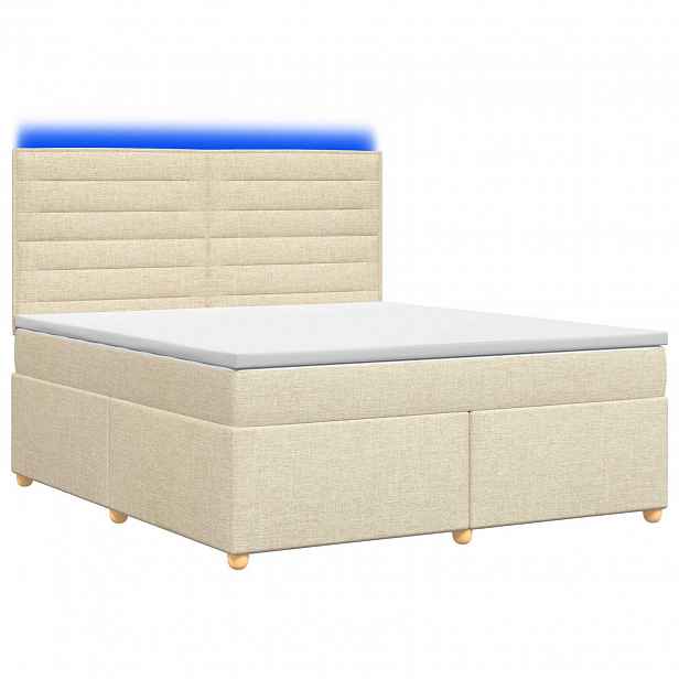 vidaXL Postel boxspring s matrací s čelo Krémová 140 x 190 cm Textil