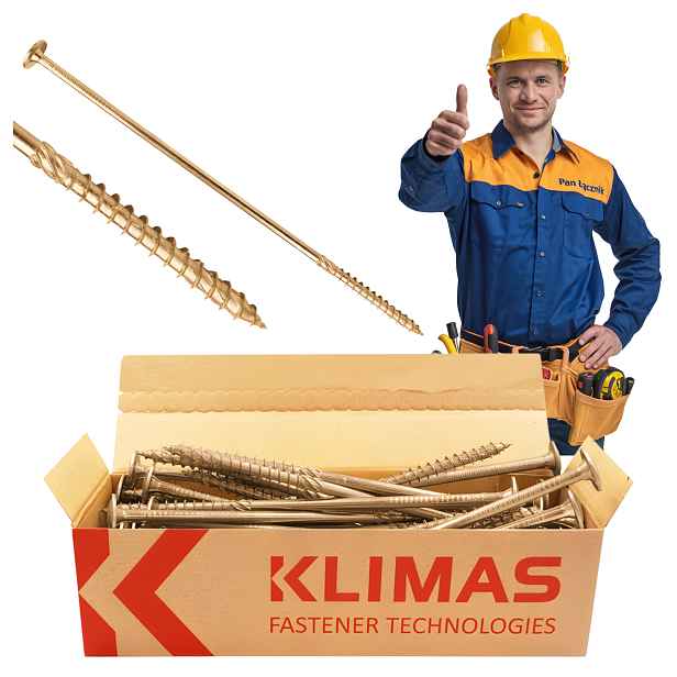 Tesařské Vruty Do Dřeva 8x380 Talířové Torx 50 Ks WKCP-08380 Klimas