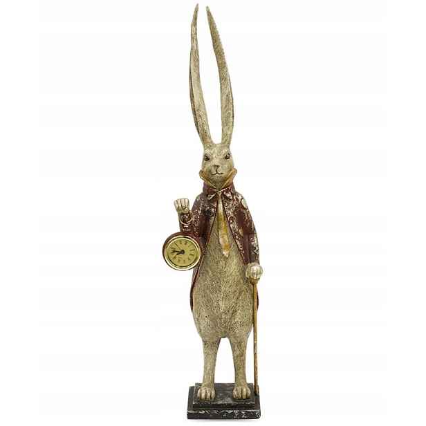 Figurka Pierrot Králík s hodinkami Dekorace Králíček vintage pohádková