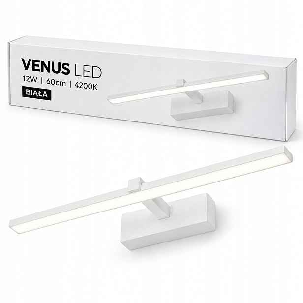 Led koupelnová lampa 60 cm Venus 12W bílá nástěnná lampa nad zrcadlo 4200K IP44
