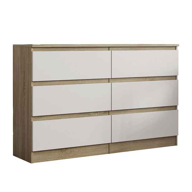 MASSENO KOMODA ALLEGRA, 120/77/33 cm s 6 zásuvkami, dub Sonoma