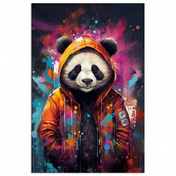 MuchoWow PLAKÁT Panda - Bunda - Graffiti - Oranžová 20x30 cm