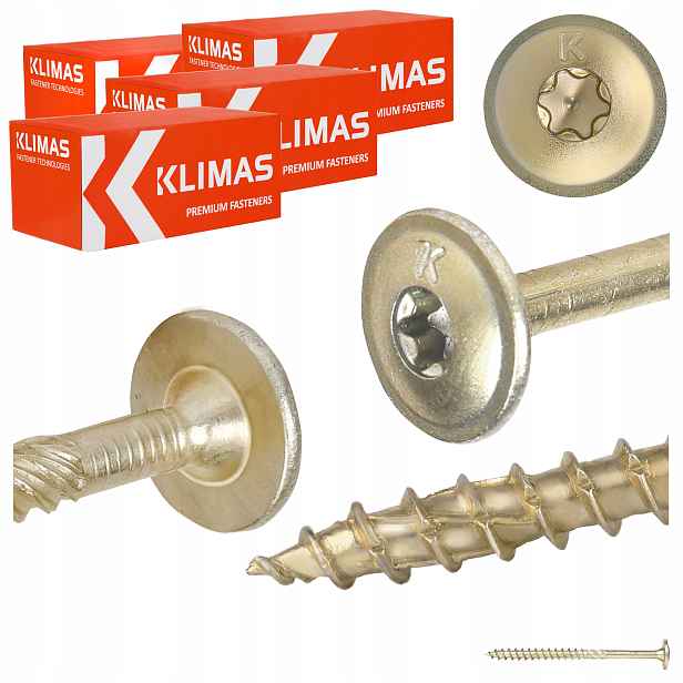 Tesařské vruty Torx 5x70 mm 600 ks talířové na dřevo Klimas Wkcp