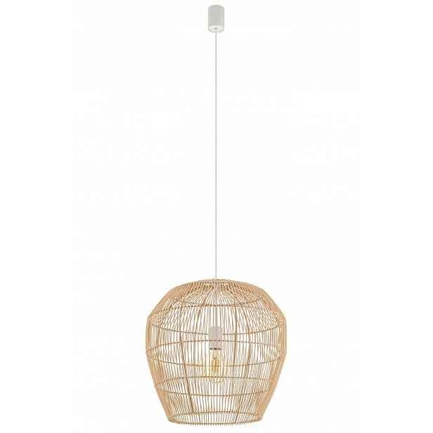 Závěsná lampa Haiti Bílý Hnědý Abažur 1xE27 43 cm Stropní Svítidlo Pokoj