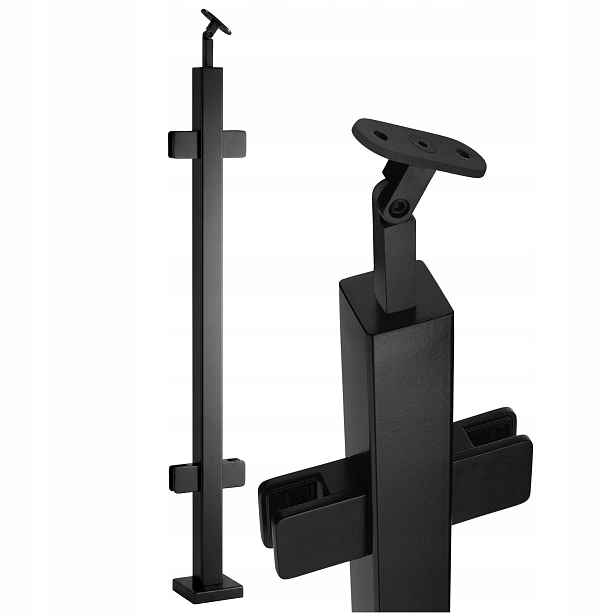 Průchozí sloupek pro skleněné zábradlí 100 cm Černý 40x40 mm Loft