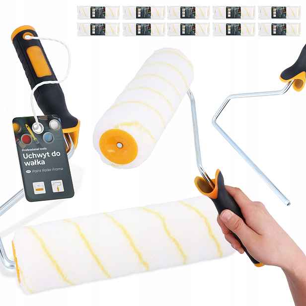 10 x Malířský Váleček 25 cm Rolka Malování stěn nábytku Barvy laků Uchwy H0